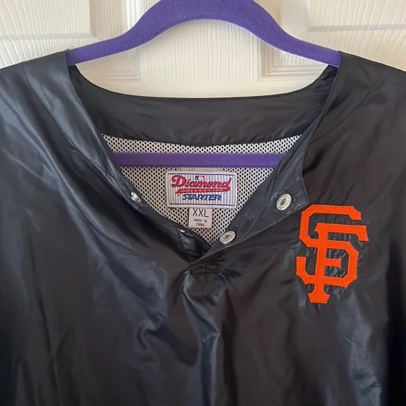 Vintage Starter San Francisco‎ Giants Windbreaker Shirt Black, Sz XXL - Picture 5 of 11